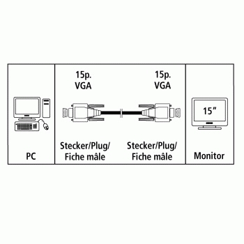 Hama Monitor VGA Connecting Cable,15-pin HDD male - 15-pin HDD male, 3.0 m VGA-kabel 3 m VGA (D-Sub) Grå