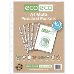 Eco Eco A4 100% Recycled Bag Multi Punched Pockets - Pack of 100