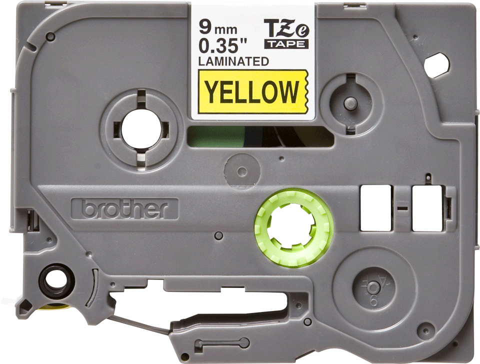 Brother P-Touch TZe Lam Tape Cassette 9mm x 8m Black on Yellow Tape TZE621