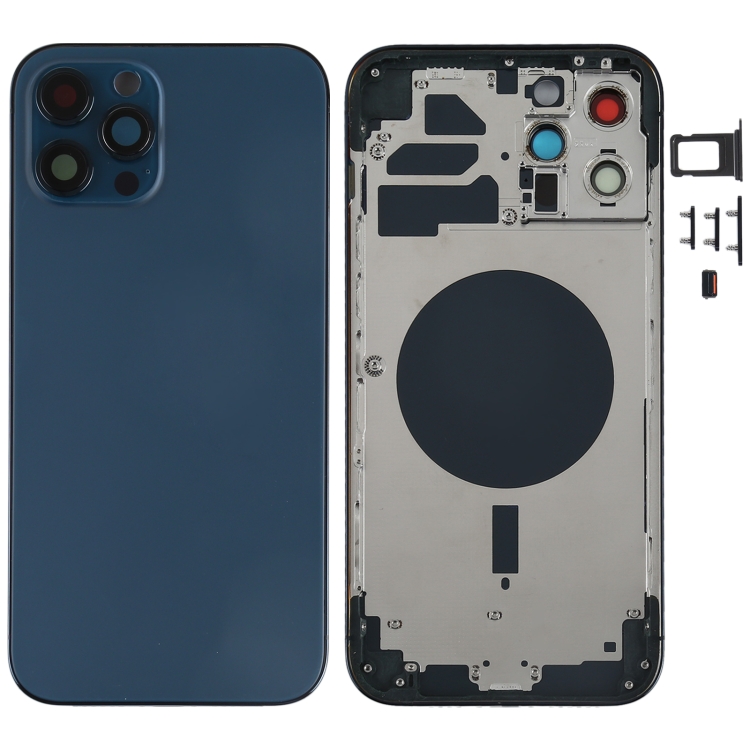 EU Product - iPhone 12 Pro Max Complete Back Cover with Frame (No Logo) - Blue thumbnail
