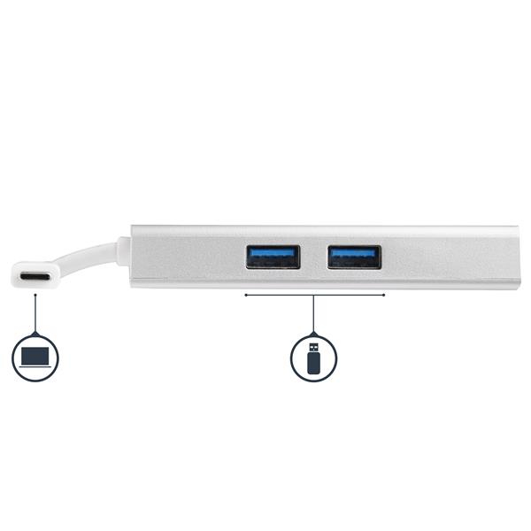 StarTech.com USB-C Multiport Adapter - USB-C Travel Docking Station w/ 4K HDMI - 60W Power Delivery Pass-Through, GbE, 2pt USB-A 3.0 Hub - Portable Mini USB Type-C Dock for Laptop - White