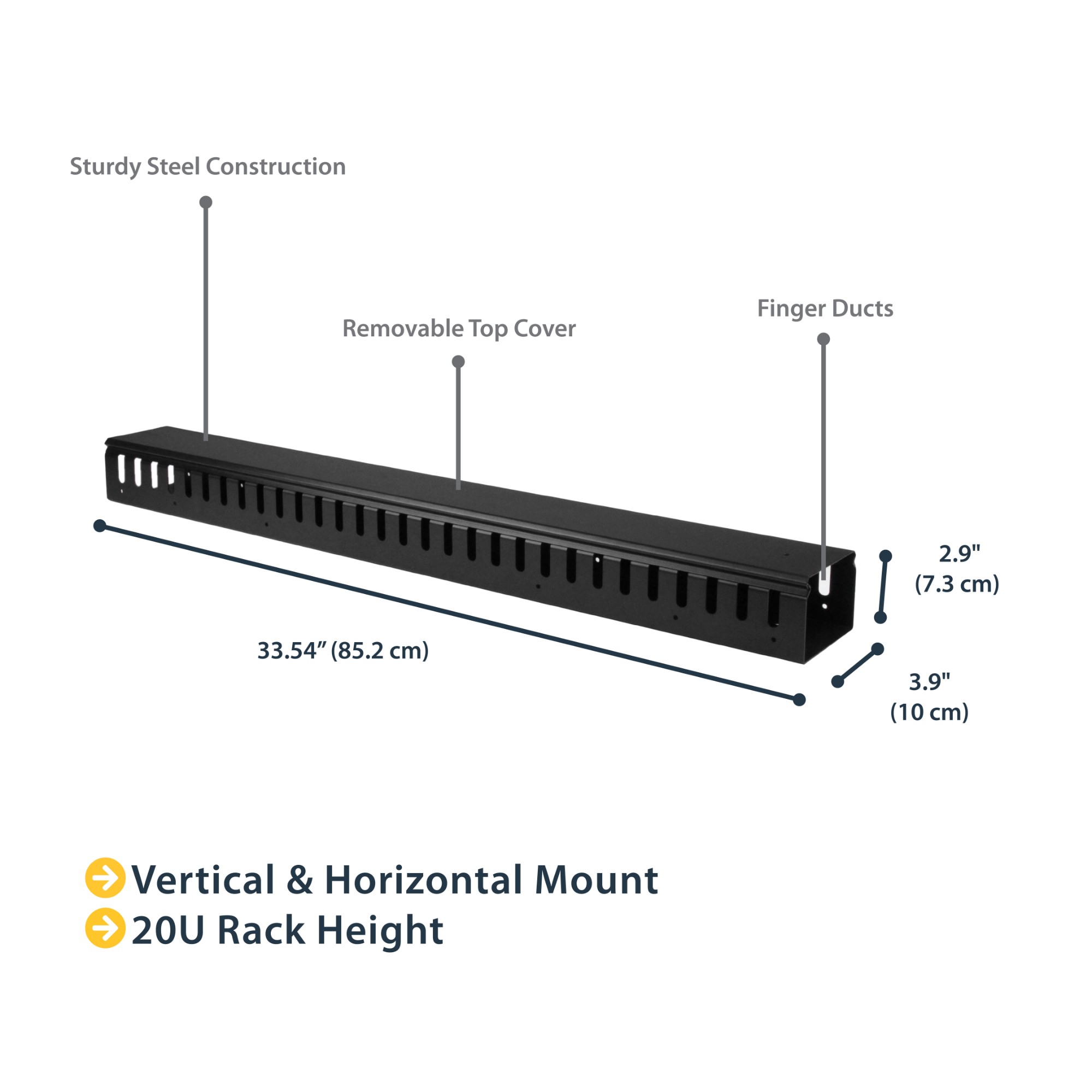 StarTech.com Vertical Cable Organizer with Finger Ducts - 0U - 3 ft.