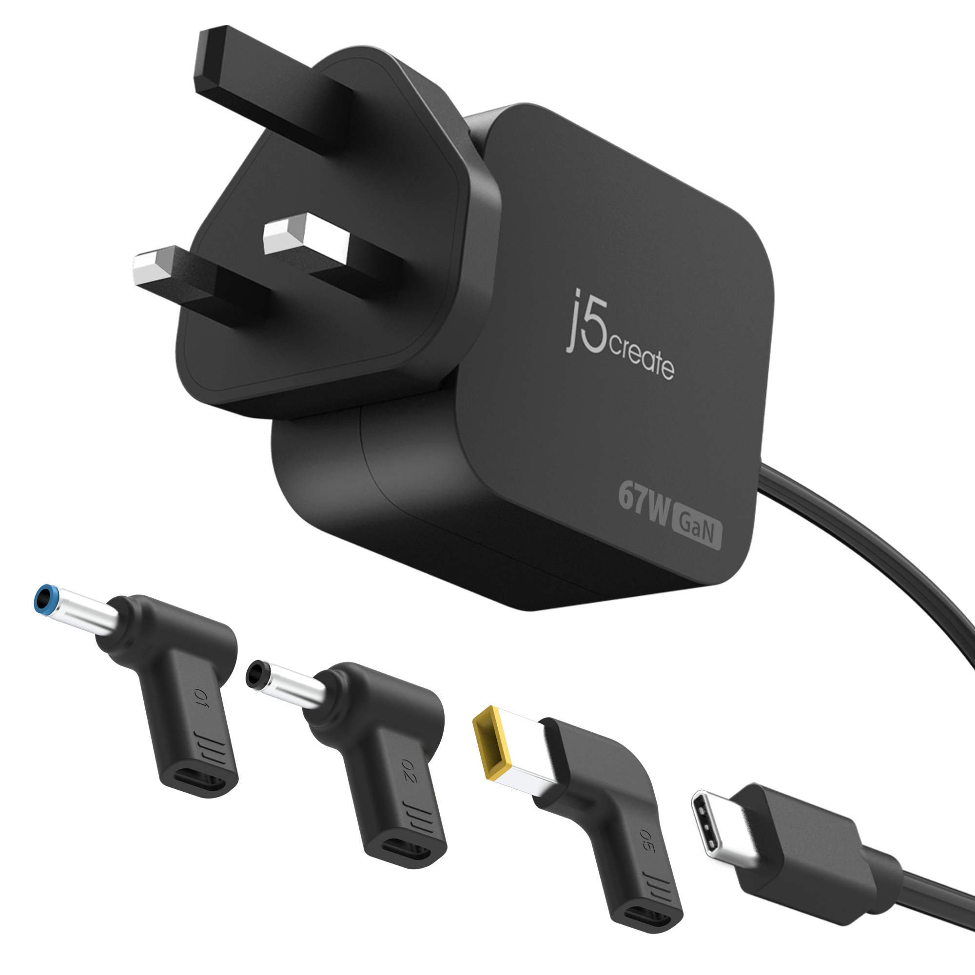 j5create JUP1565DCF3A-FN 67W GaN PD USB-C® Mini Charger With 3 Types O