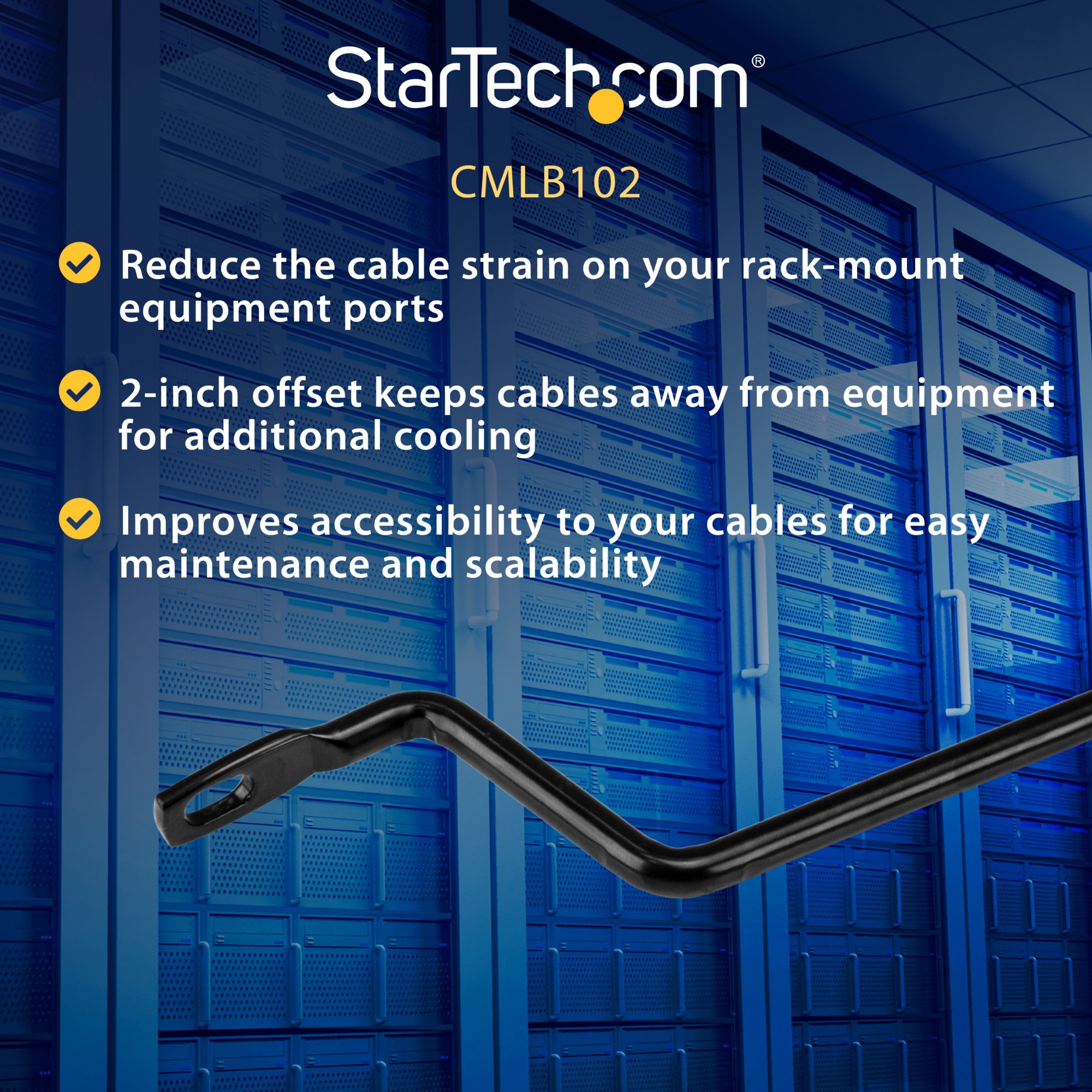 StarTech.com Horizontal Cable Lacing Bars with 2 in. Offset for Racks - 10 Pack