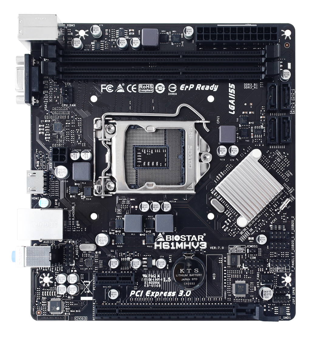 Biostar H61MHV3 moderkort Intel® H61 LGA 1155 (Socket H2) micro ATX