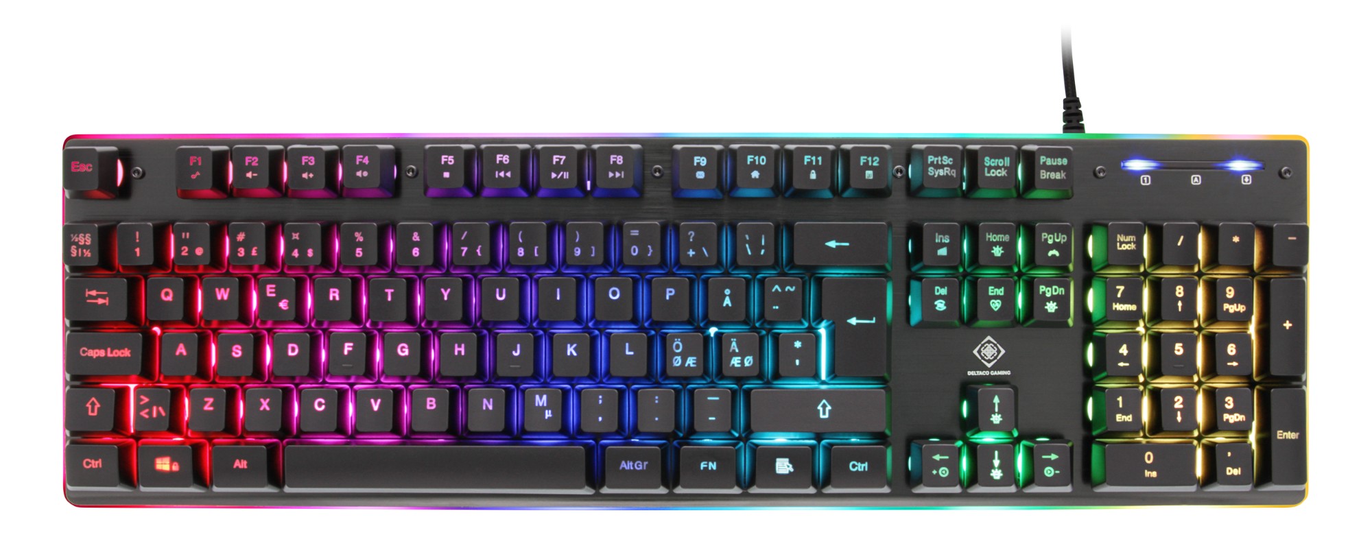 Deltaco Gaming GAM-021-RGB keyboard USB QWERTY Nordic Black