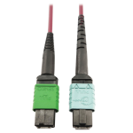 Tripp Lite N846D-03M-16CMG 400G Multimode 50/125 OM4 Plenum Fiber Optic Cable, 16F MTP/MPO-APC to 24F MTP/MPO-UPC (F/F), Magenta, 3 m