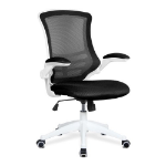 NAUTILUS Designs Luna Designer High Back Mesh Black Task Operator Office Chair With Folding Arms and White Shell - BCM/L1302/WH-BK DD