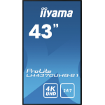 iiyama LH4370UHB-B1 Signage Display Digital signage flat panel 108 cm (42.5") VA 700 cd/mÂ² 4K Ultra HD Black Built-in processor Android 9.0 24/7