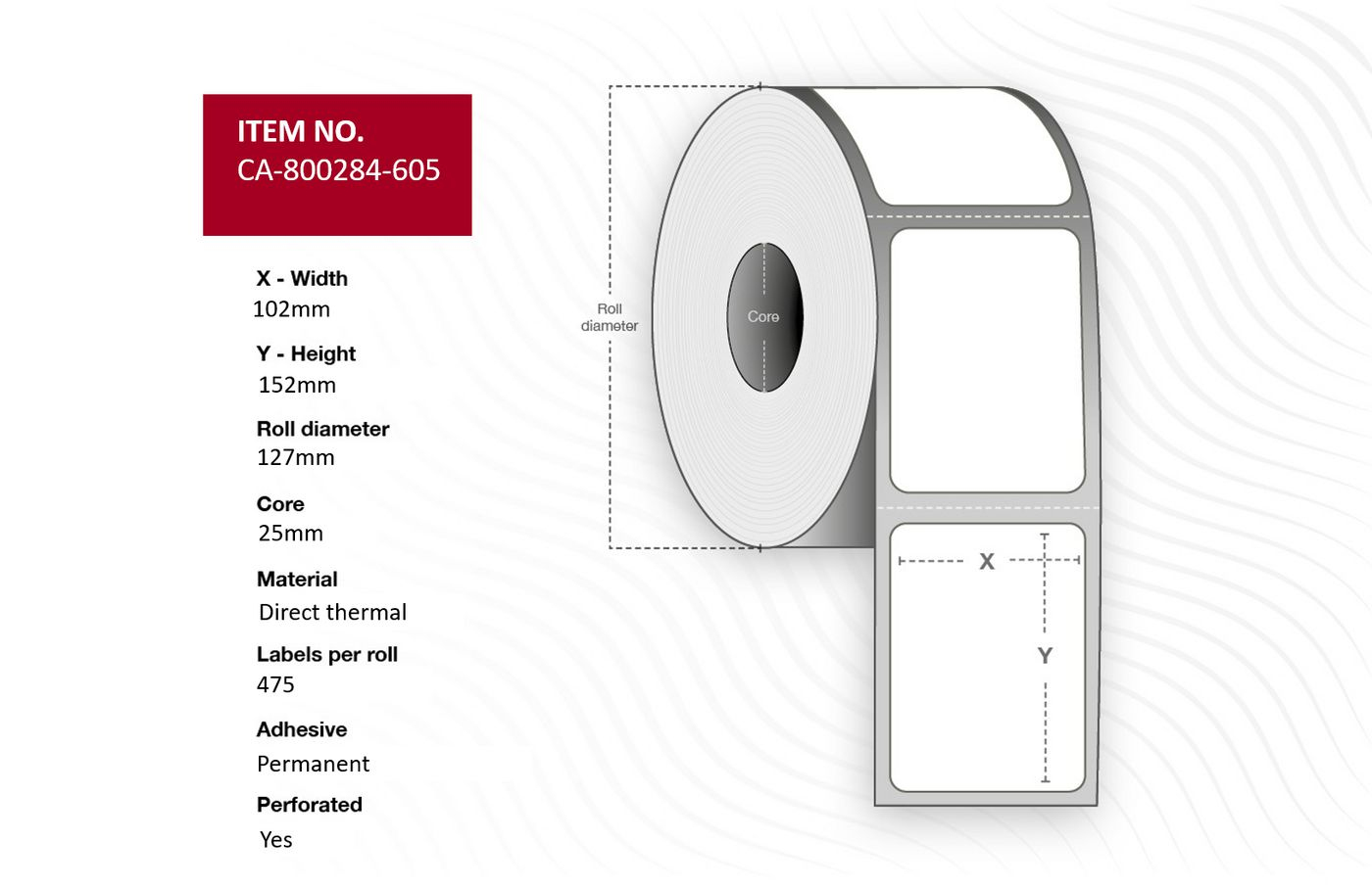 Capture CA-800284-605 printer label White
