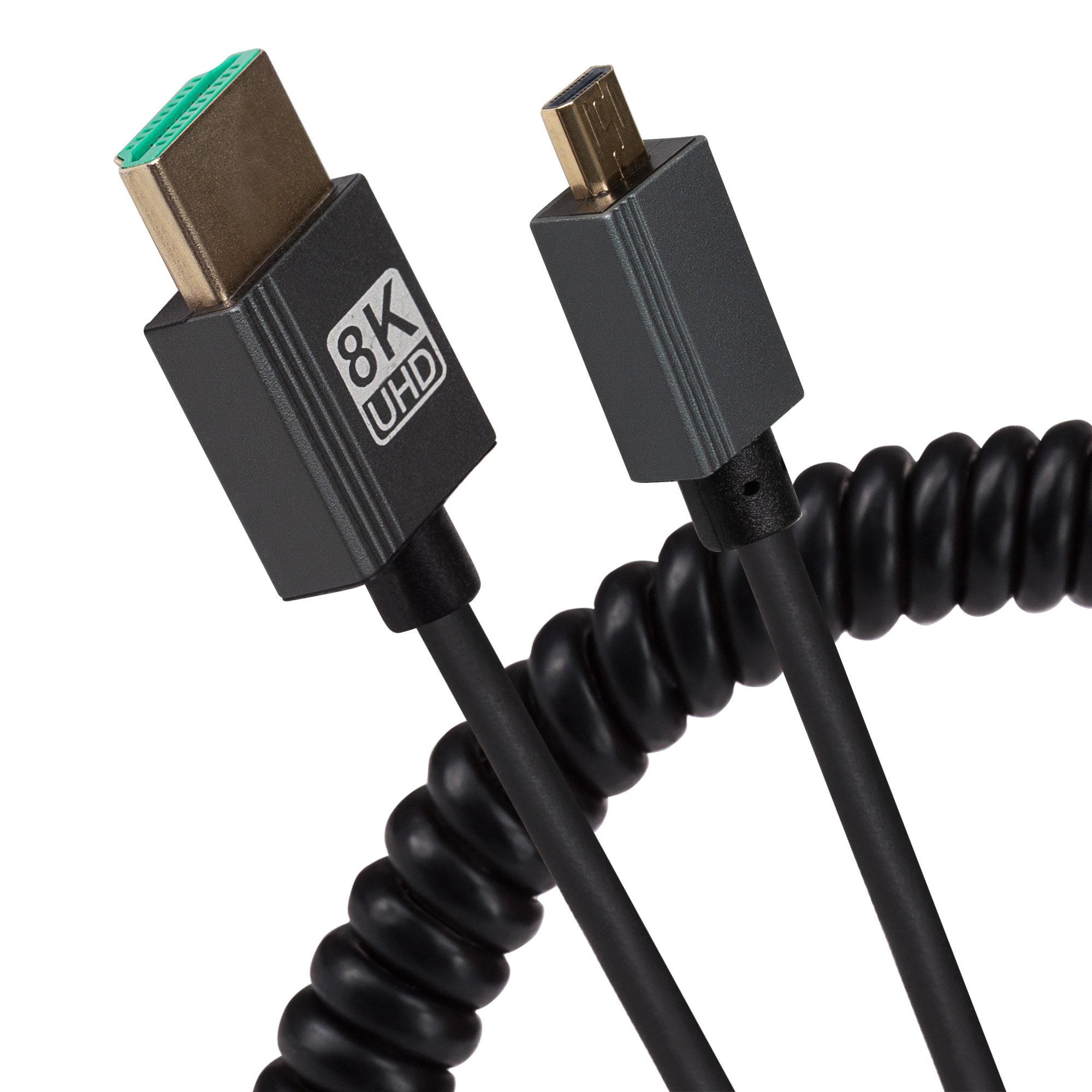 Maplin Black Hdmi To Micro Hdmi Coiled Cable 8K Ultra Hd @60Hz 1M