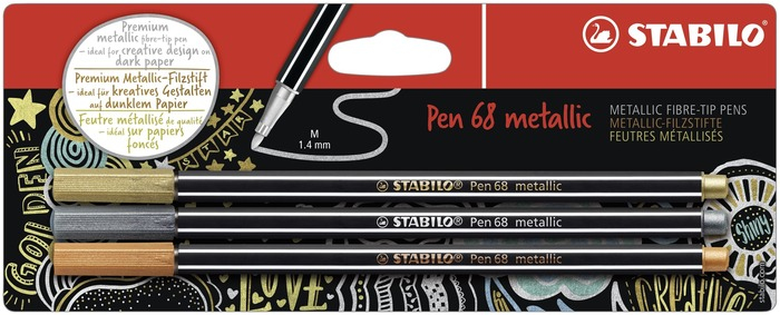 STABILO B-53046-10 felt pen Copper, Gold, Silver 3 pc(s)