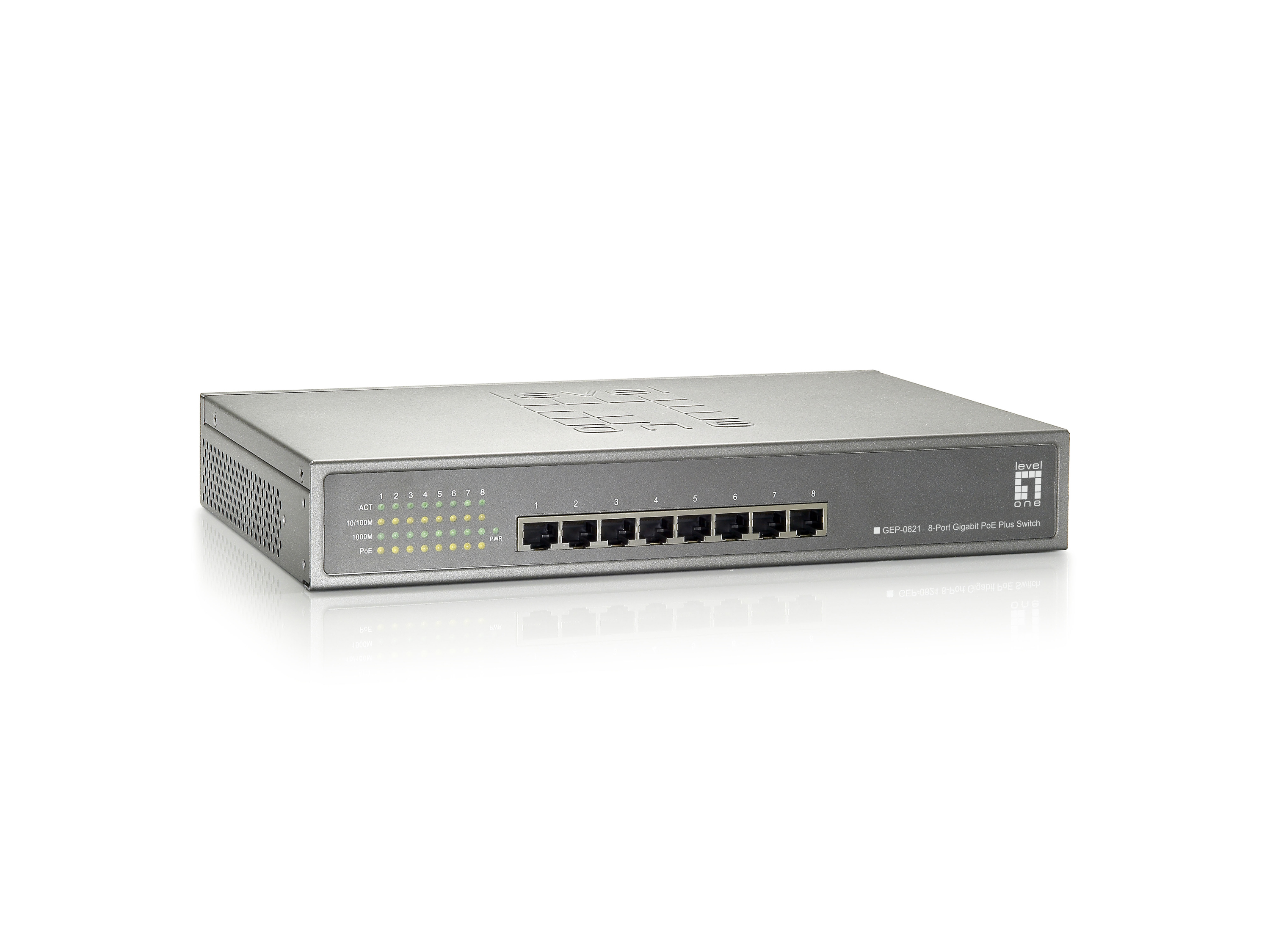 Image of LevelOne 8-Port Gigabit PoE Switch, 802.3at/af PoE, 123.2W