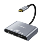 mBeat Tough Link USB-C to DP&HDMI Dual 4K/60Hz MST Adapter 4K (3840x2160) @ 60Hz, 4K (3840x2160) @ 30Hz, 2K (2560x1440) @ 60Hz - Space Grey