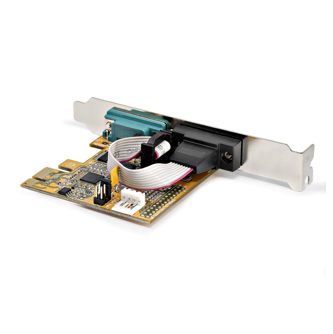 StarTech.com 2-Port PCI Express Serial Interface Card, Dual Port PCIe to RS232 (DB9) Serial Card, 16C1050 UART, Low/Full Profile Brackets, COM Retention, For Windows/Linux