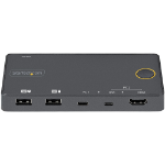 StarTech.com 2-ports hybrid USB-A + HDMI och USB-C KVM-switch - Enskild 4K 60 Hz HDMI 2.0-skärm - Kompakt HDMI KVM-switch för stationär/bärbar dator - USB-bussdriven - Thunderbolt 3-kompatibel