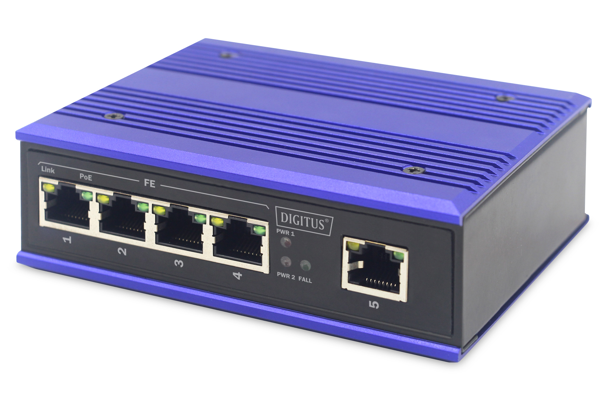 Image of Digitus 4 Port Fast Ethernet Netzwerk PoE Switch, Industrial,...