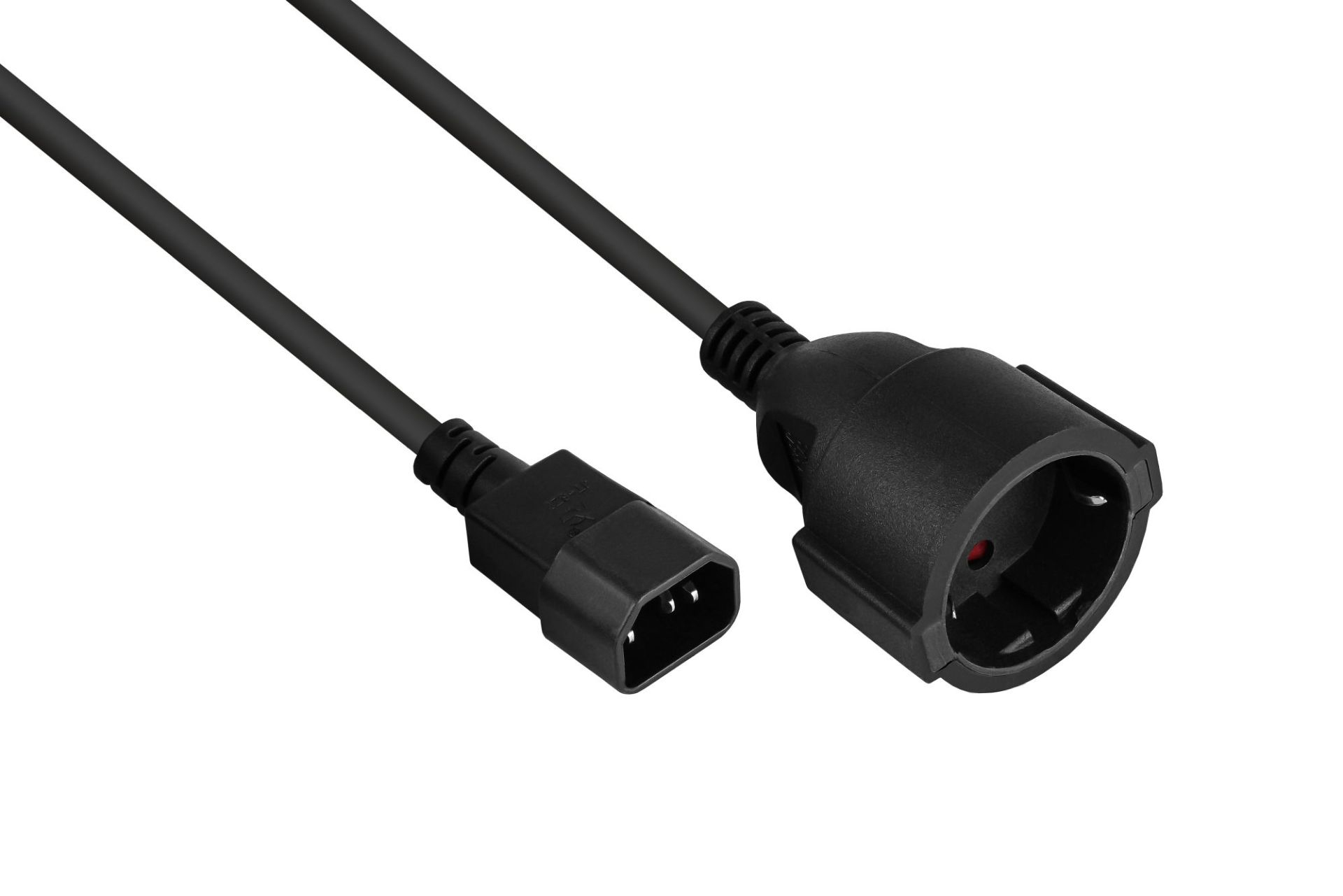 EU Product - Netzkabel C14 Schutzkontakt-Buchse schw. 0,5m thumbnail
