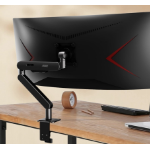 AOC AM406G Gray Desk-mount monitor arm with aluminum Alloy Structure. Mechanical Spring. Full Range Motion 17-40' up to 12KG VESA 100 and 75mm