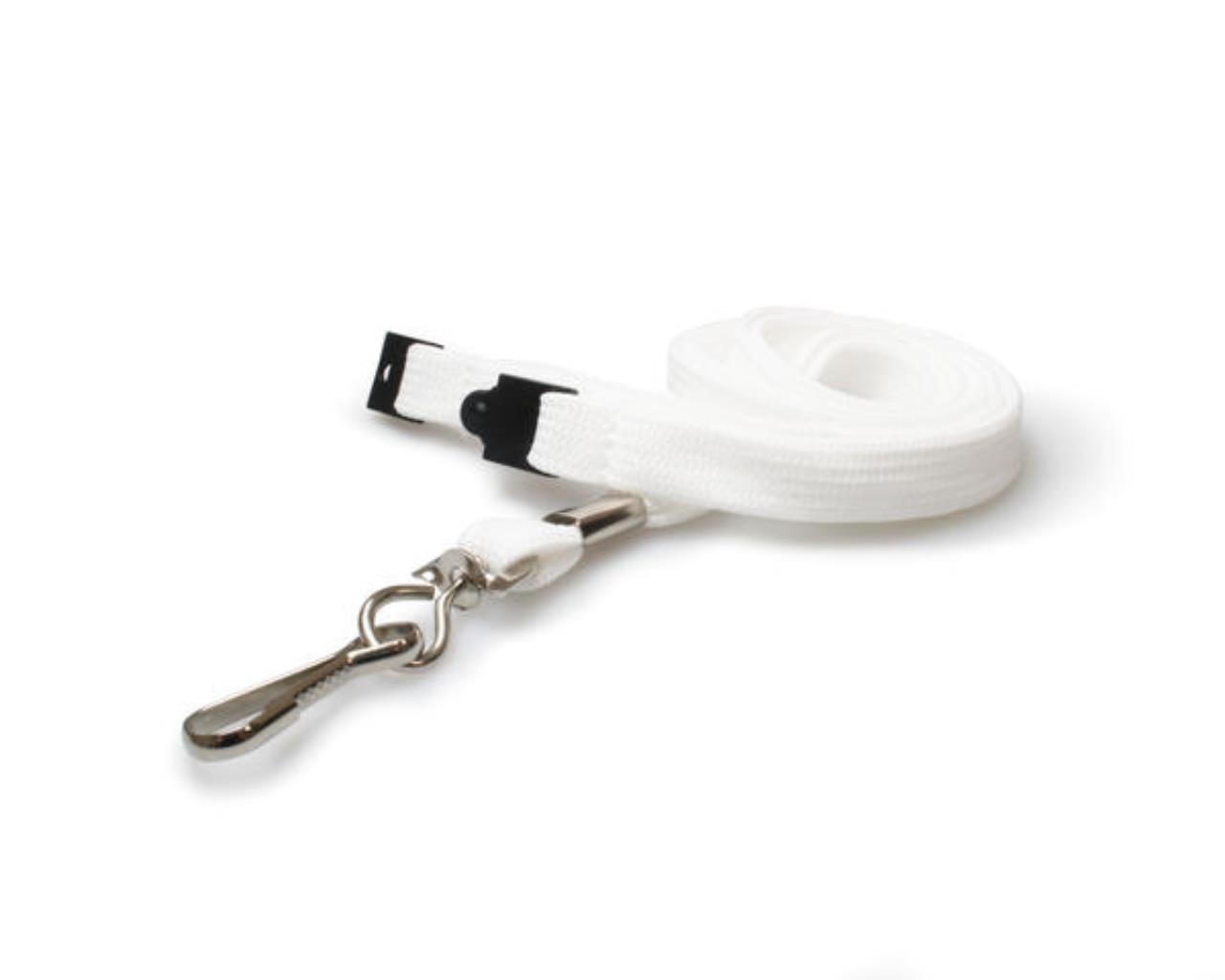 Image of Digital ID 10mm White Tubular Breakaway Lanyards with Metal J-Clip...