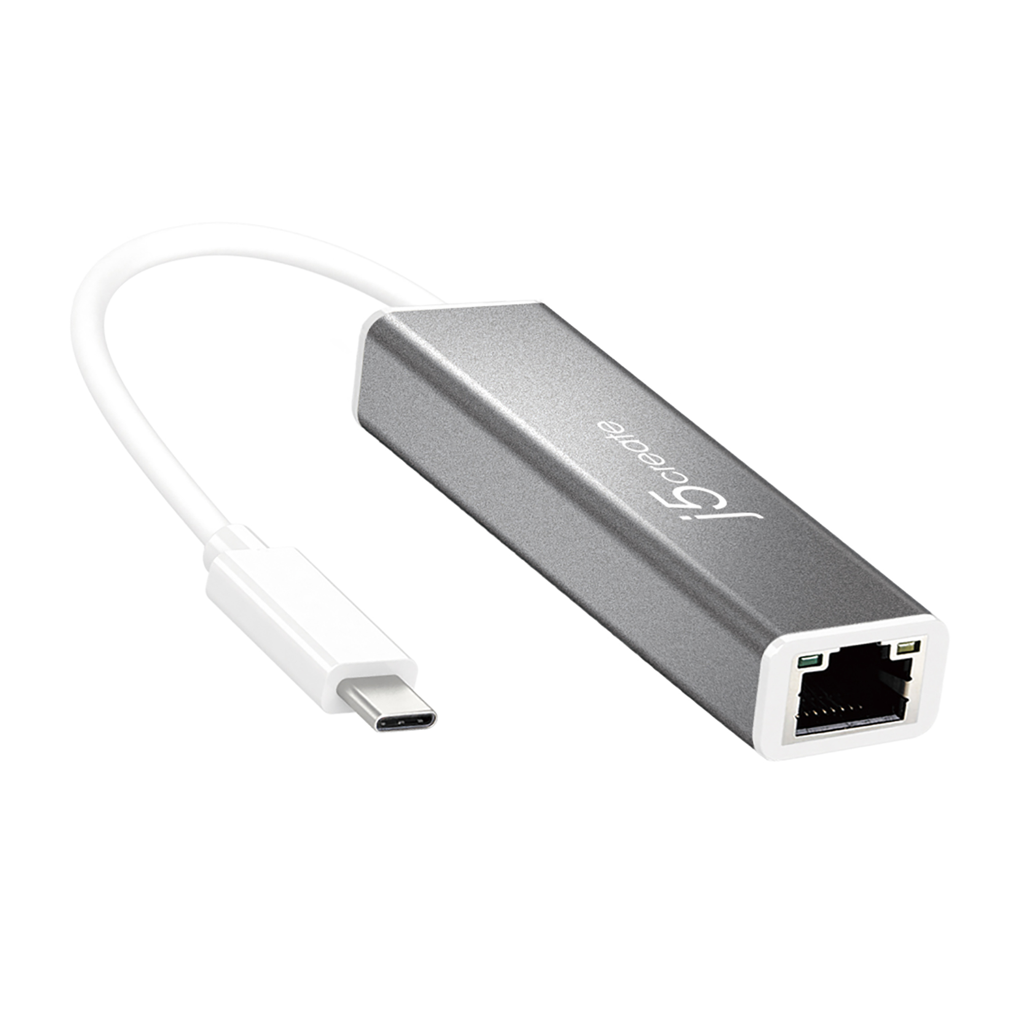 Image of j5create JCE133G USB-C to Gigabit Ethernet Adapter, Grey and White