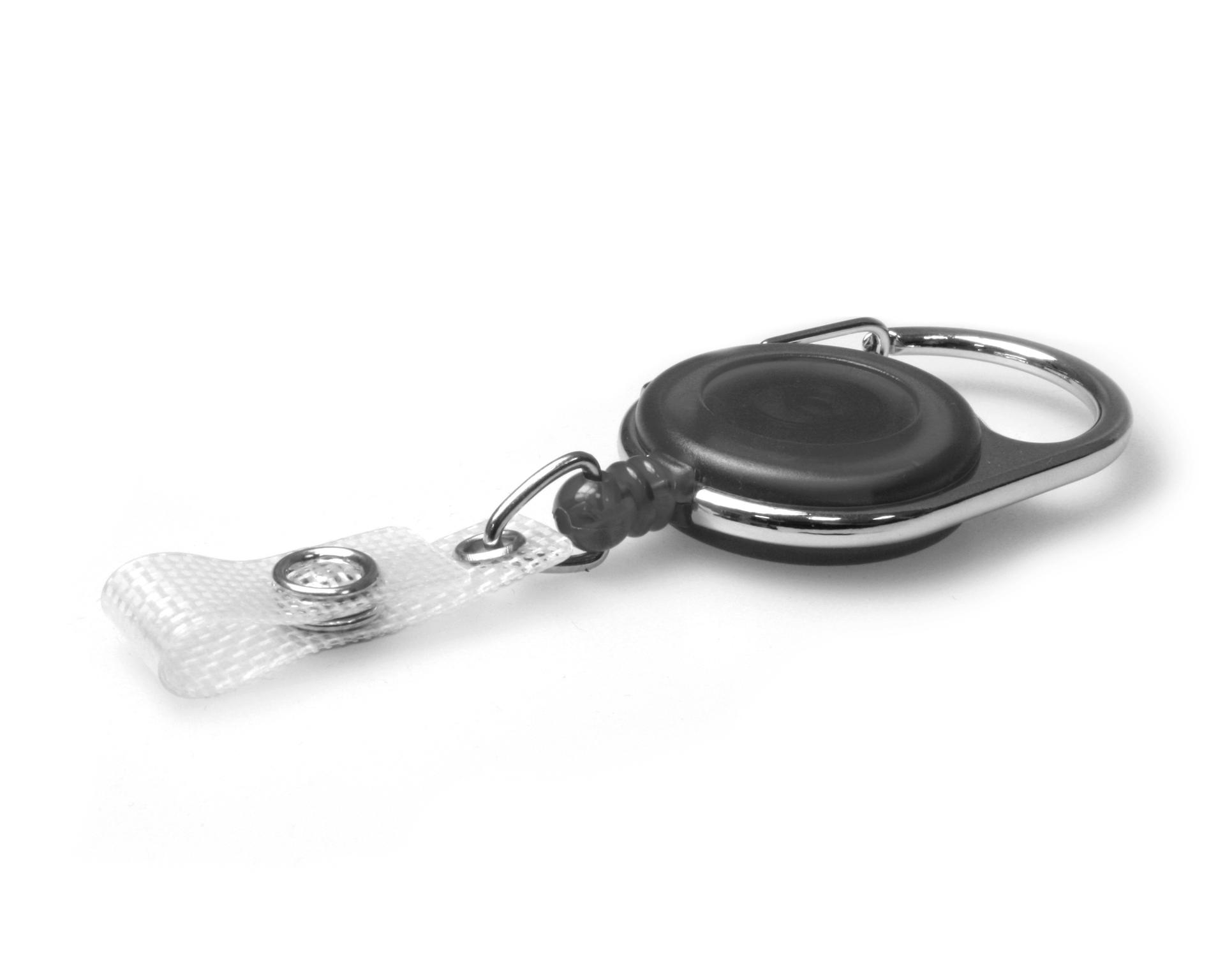 A-YY-MD-EZBK DIGITAL ID Black Translucent Carabiner Card Reels with 19mm Recess and Reinforced Straps - Pack of 50