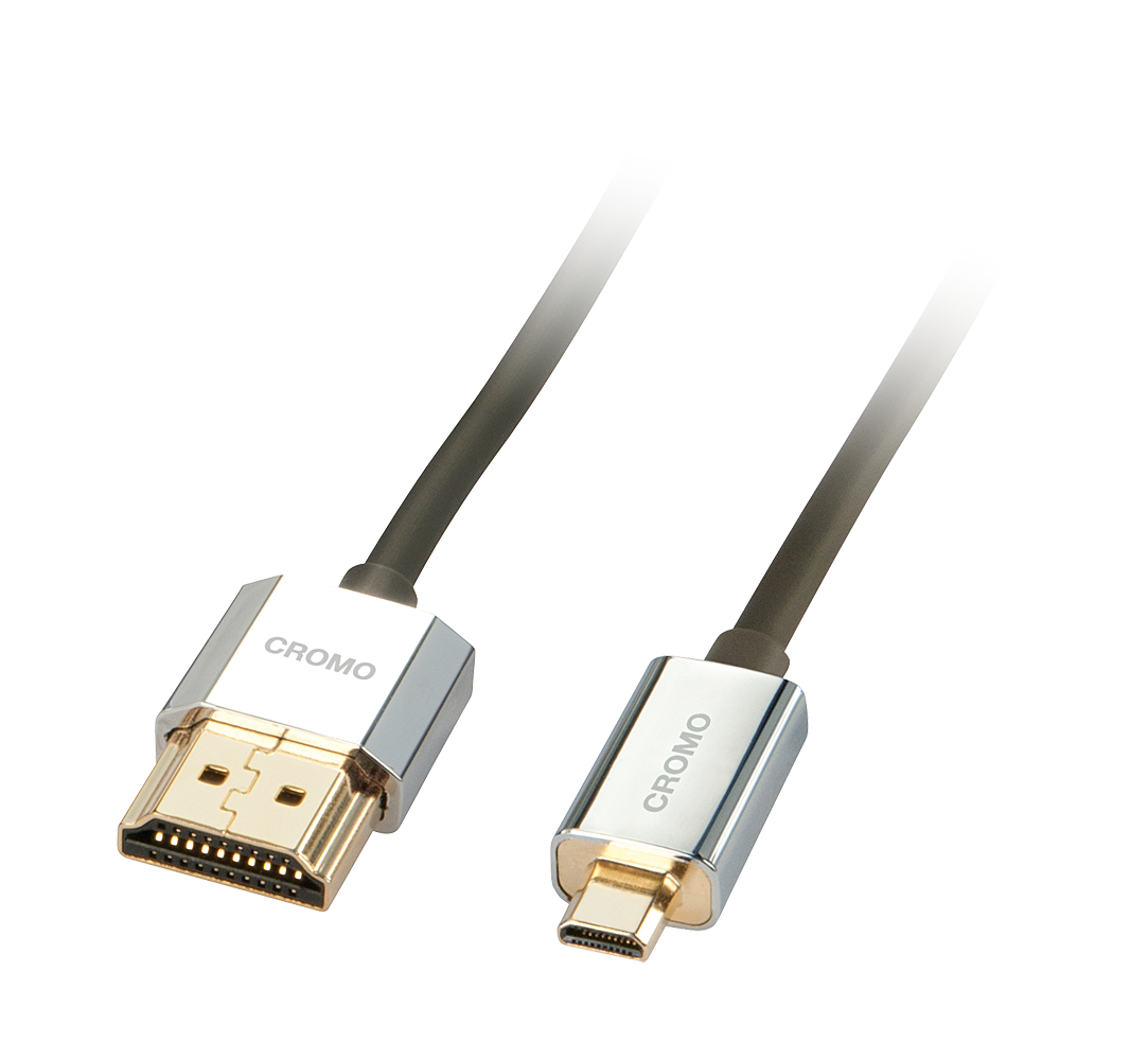 Photos - Cable (video, audio, USB) Lindy 2m CROMO Slim High Speed HDMI to Micro HDMI Cable with Ethernet 4168 