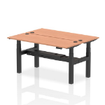 Dynamic Air Back-to-Back W1600 x D600mm Height Adjustable Sit Stand 2 Person Bench Desk With Cable Ports Beech Finish Black Frame - HA02178 DD
