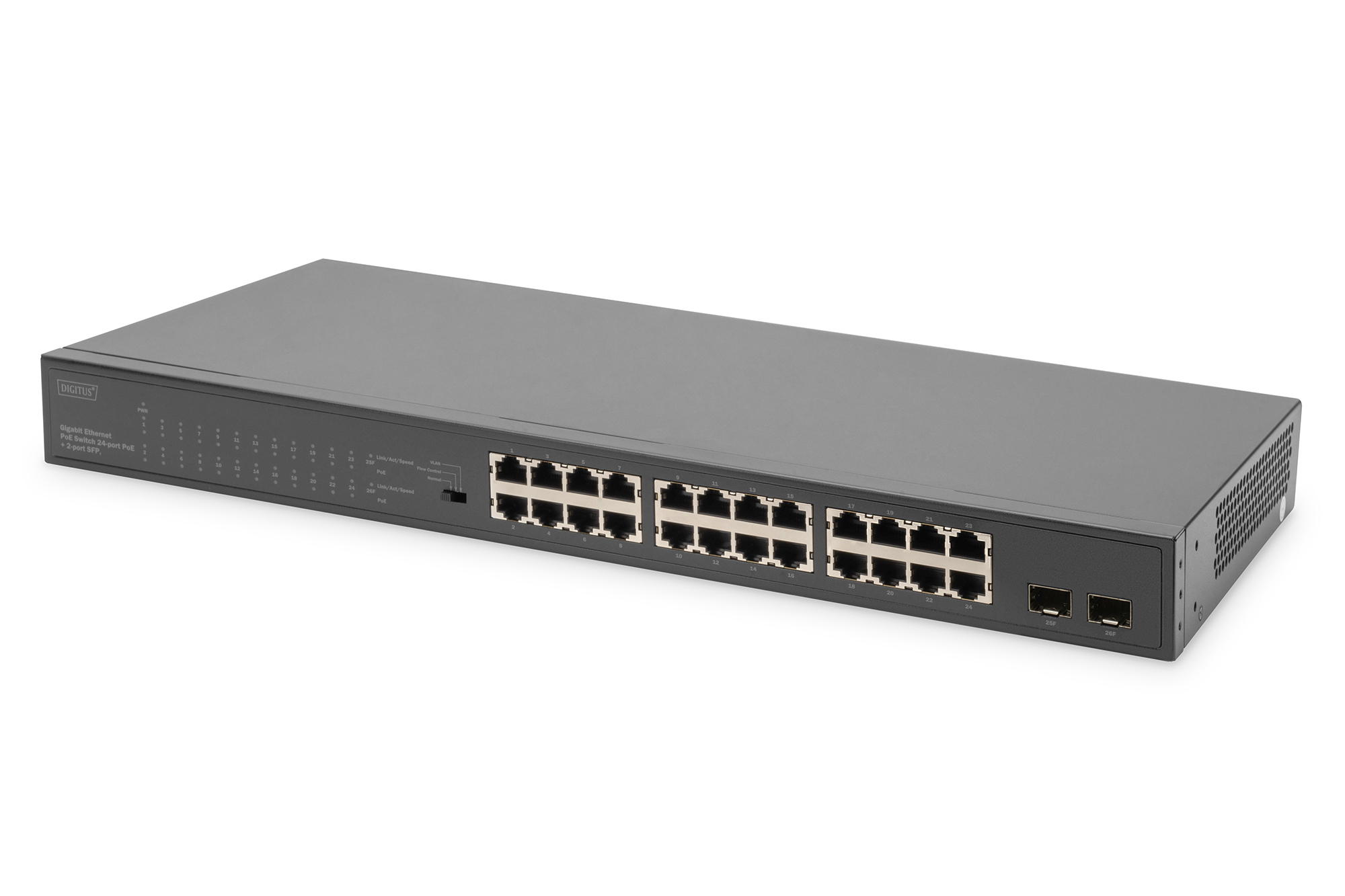 Image of Digitus 24-Port Gigabit PoE Networkswitch,19 Zoll, unmanaged,2...
