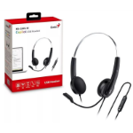 Genius Computer Technology HS-220U-C Copilot AI Ultra Lightweight Headset with Mic, USB-C Connection, Plug and Play, Adjustable Headband and microphone with In-line Volume Control, Black
