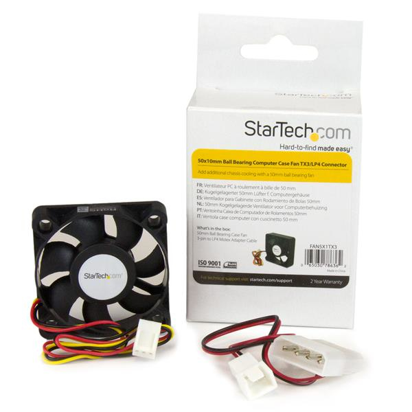 StarTech.com 50x10mm Replacement Ball Bearing Computer Case Fan TX3/LP4 Connector