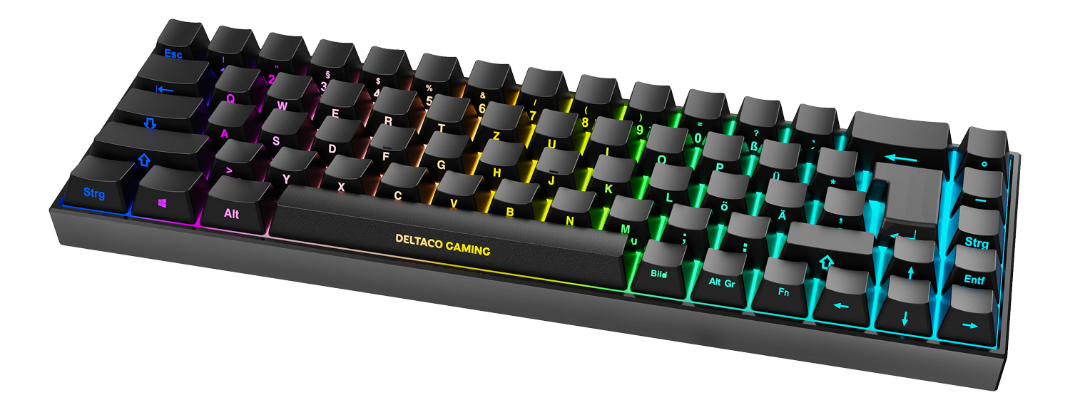 Deltaco Gaming GAM-100-DE keyboard USB + RF Wireless + Bluetooth QWERTZ German Black