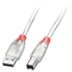 Lindy USB 2.0 cable Type A/B, transparent, 0.5m