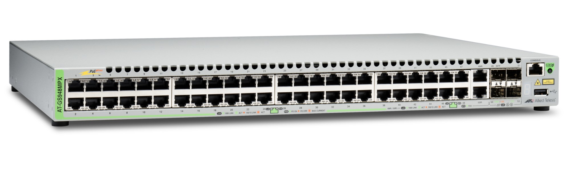 Allied Telesis AT-GS948MPX-50 Managed L3 Gigabit Ethernet (10/100/1000) Grey Power over Ethernet (PoE)
