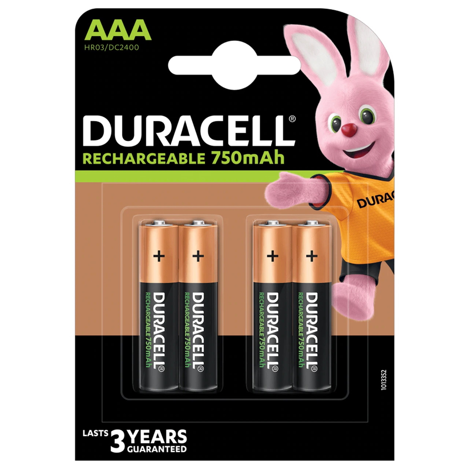 Image of Duracell Rechargable Pack of 4 AAA 750mAh Rechargeable Batteries