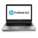 HP ProBook 655 G1 Bärbar dator 39,6 cm (15.6") Full HD AMD A4 A4-4300M 4 GB DDR3-SDRAM 128 GB SSD Wi-Fi 4 (802.11n) Windows 7 Professional Silver