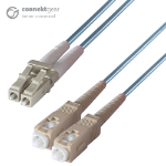 connektgear 10m Duplex Fibre Optic Multi-Mode Cable OM3 50/125 Micron LC to SC Aqua