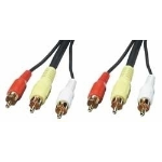 Lindy Audio-Video Cable, 5m composite video cable 3 x RCA Black