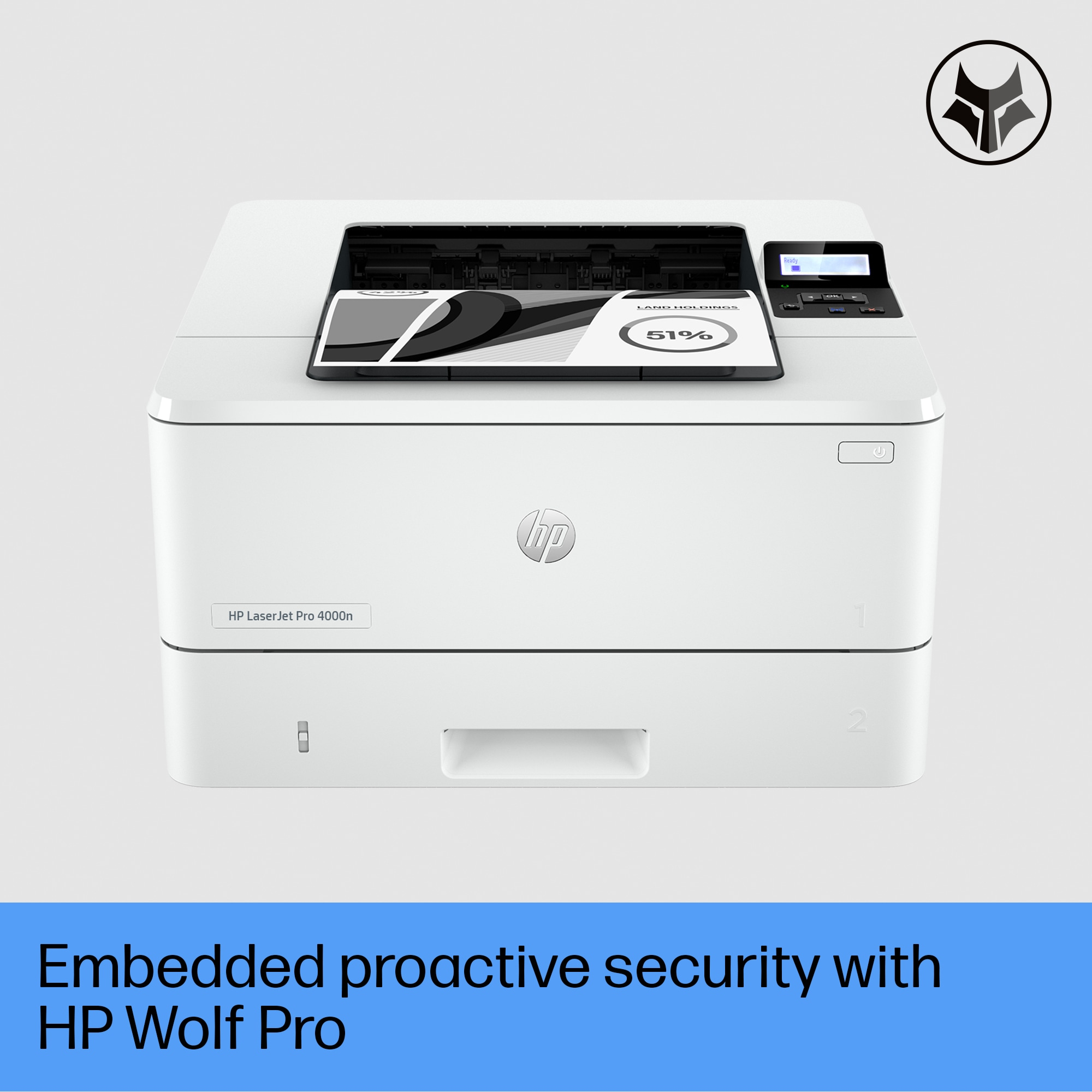 HP LaserJet Pro 4002dn Printer, Black and white, Printer for Small medium business, Print, Two-sided printing; Fast first page out speeds; Energy Efficient; Compact Size; Strong Security