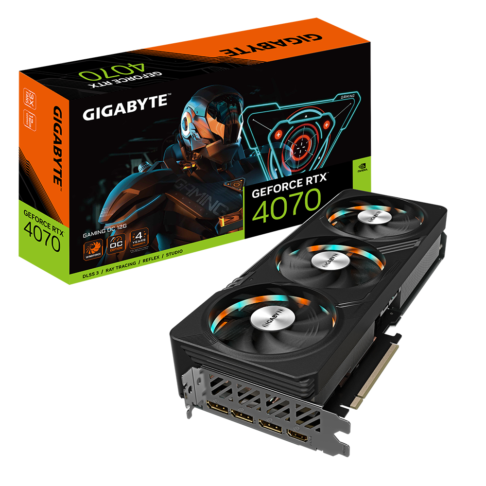 Image of Gigabyte GAMING GV-N4070GAMING OC-12GD graphics card NVIDIA...