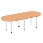 Dynamic Impulse W2400 x D1000 x H740mm Boardroom Table Post Leg Oak Finish Brushed Aluminium Frame - I003739 DD