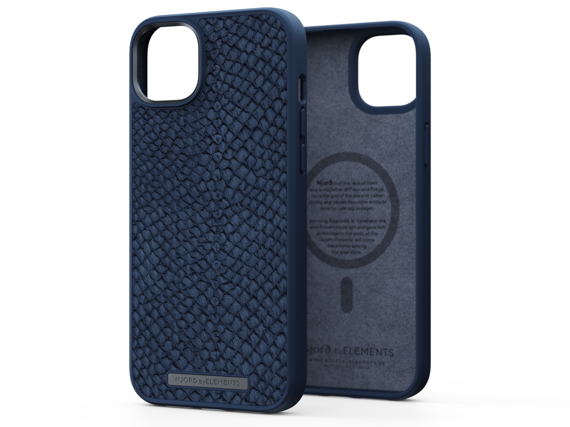 Photos - Case Njord byELEMENTS Salmon Leather Magsafe  - iPhone 14 Plus - Blue NA42S