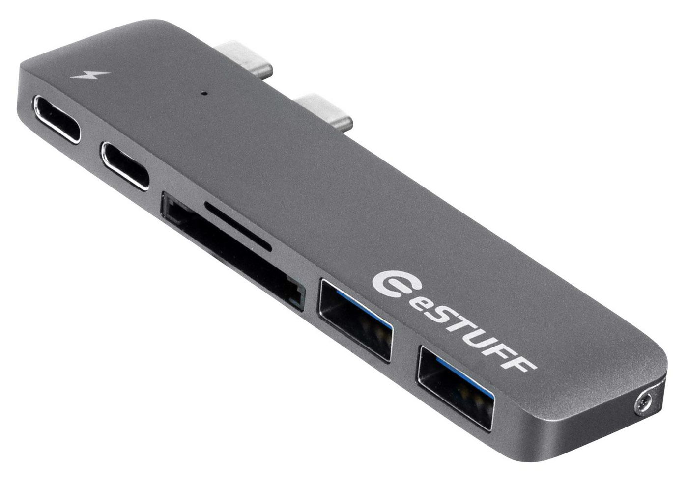 Photos - Card Reader / USB Hub eSTUFF ES84122-GREY interface hub USB 3.2 Gen 1  Type-C 500 (3.1 Gen 1)