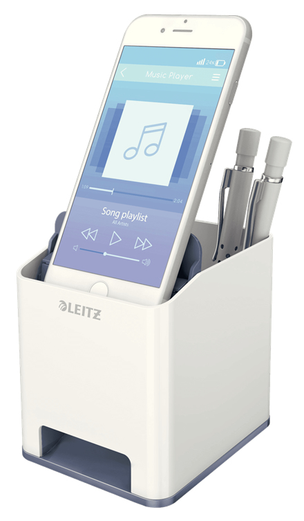 Leitz WOW Sound Booster Pen Holder White/Grey 53631001
