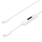 j5create JUCP14 USB-C™ 2.0 to USB-C™ Cable With OLED Dynamic Power Meter, White, 1.2 m