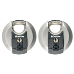 MASTER LOCK 70 mm breed Excell-hangslot van roestvrij staal met schijf en versterkte beugel; verpakking van 2