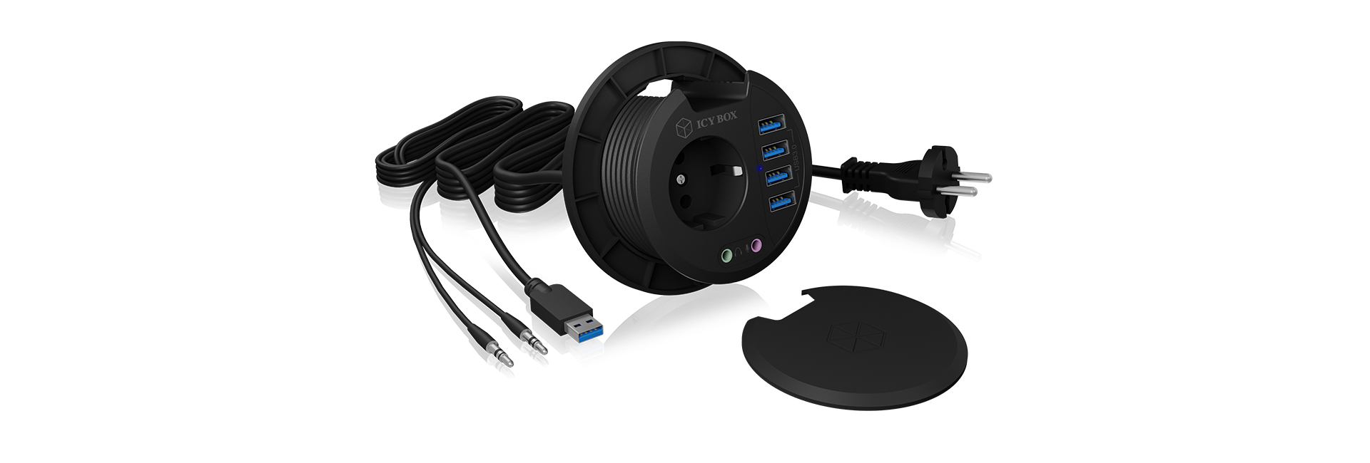 IB-HUB1430 socket-outlet Black