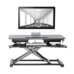 ProperAV Sit or Stand Up Desk Two Tier Adjustable Work Station - Black
