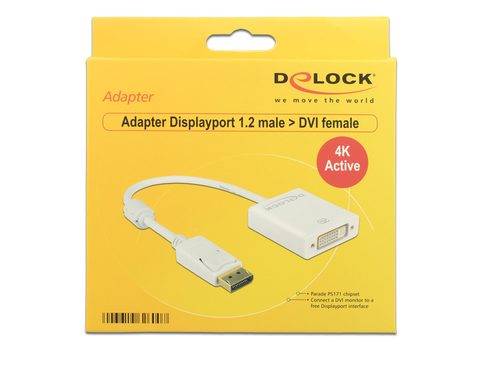 Image of DeLOCK 62600 video cable adapter 0.2 m DisplayPort DVI-I White