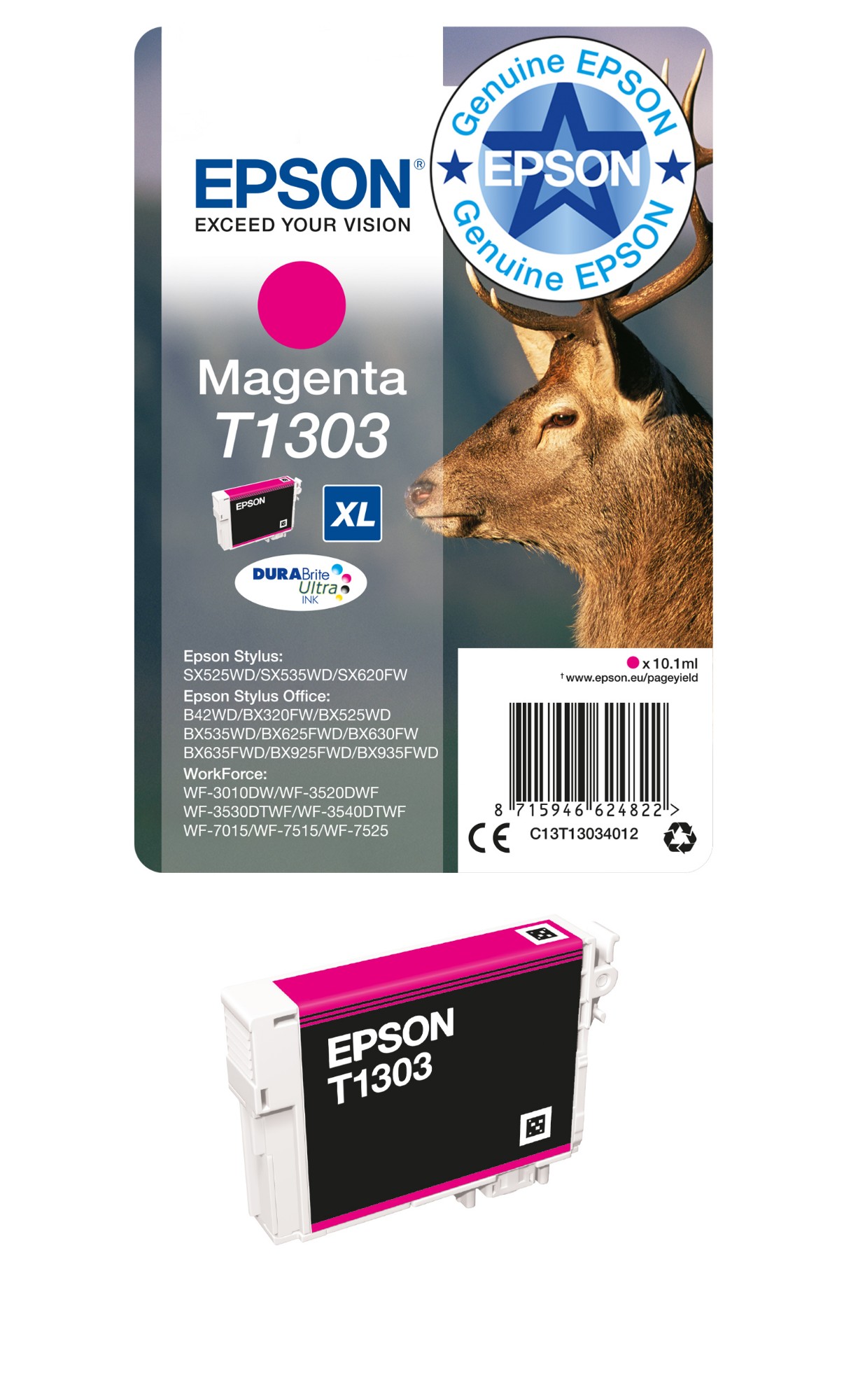 Epson C13T13034012/T1303 Ink cartridge magenta XL. 600 pages 10.1ml fo